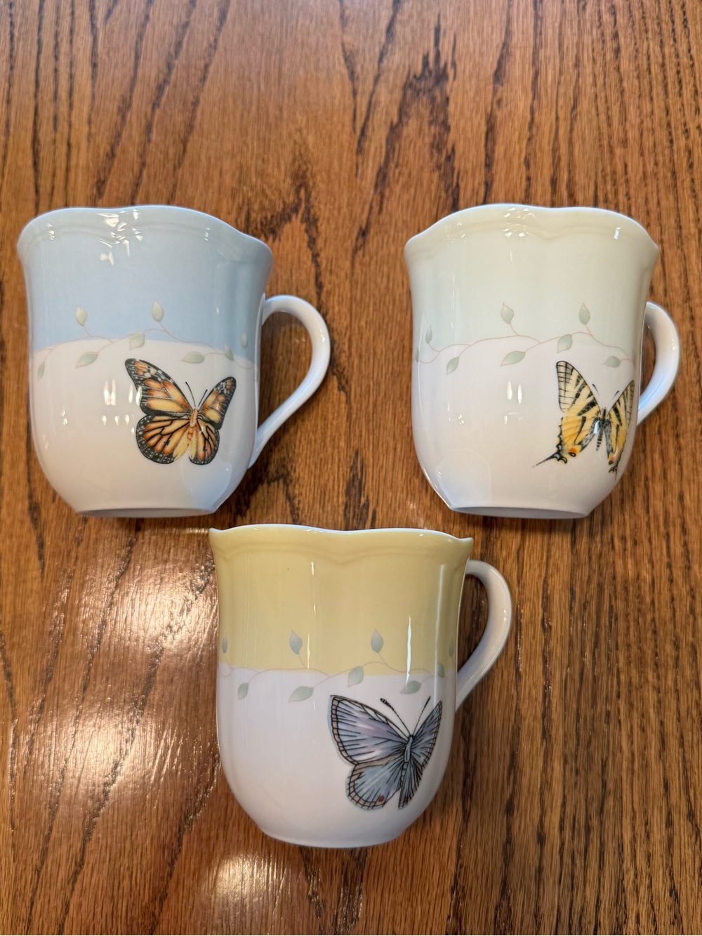 Set of 3 Lenox Butterfly Meadow Mugs EUC